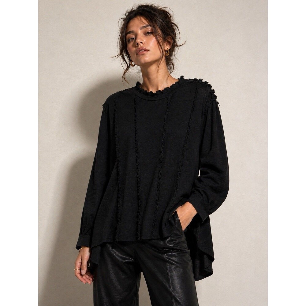 Dress to Kill avant-garde Exposed Seams Long Sleeve Blouse Black Lagenlook OS - Picture 8 of 8